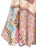 Allover Paisley Floral Print Cold Shoulder Ruffle Short Sleeve Top -  
