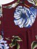 T-shirt Tunique Floral à Encolure Dégagée Grande Taille - Rouge foncé 1X | US 14-16