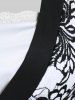 T-shirt Tunique Fleur en Dentelle en Deux Couleurs de Grande Taille - Noir 