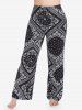 Pantalon à Imprimé Paisley à Jambe Large Grande Taille - Noir 2X | US 18-20