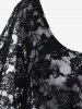 Plus Size Tie Dye Lace Overlay Flutter Sleeves 2 in 1 T Shirt -  
