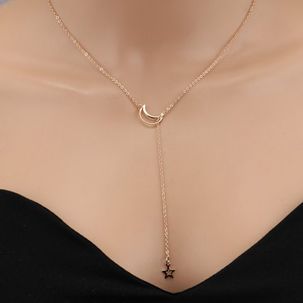 Adjustable Moon Star Chain Choker Necklace