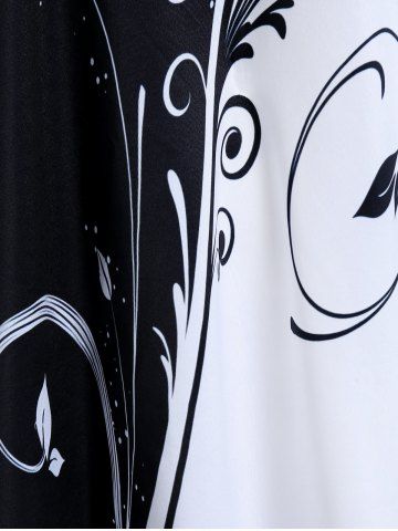 Plus Size Two Tone Printed Cold Shoulder Tee