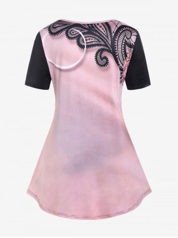 Plus Size 3D Swan Printed Short Sleeves T Shirt