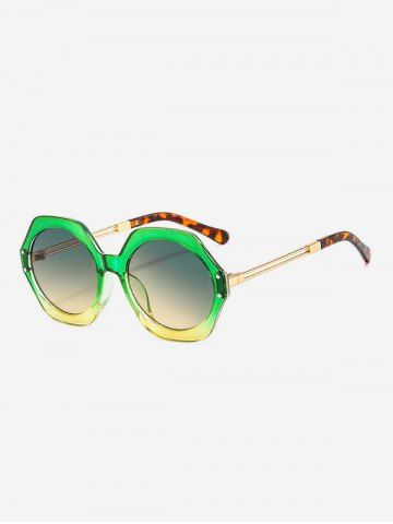 Round Lens Irregular Frame Sunglasses - GREEN APPLE