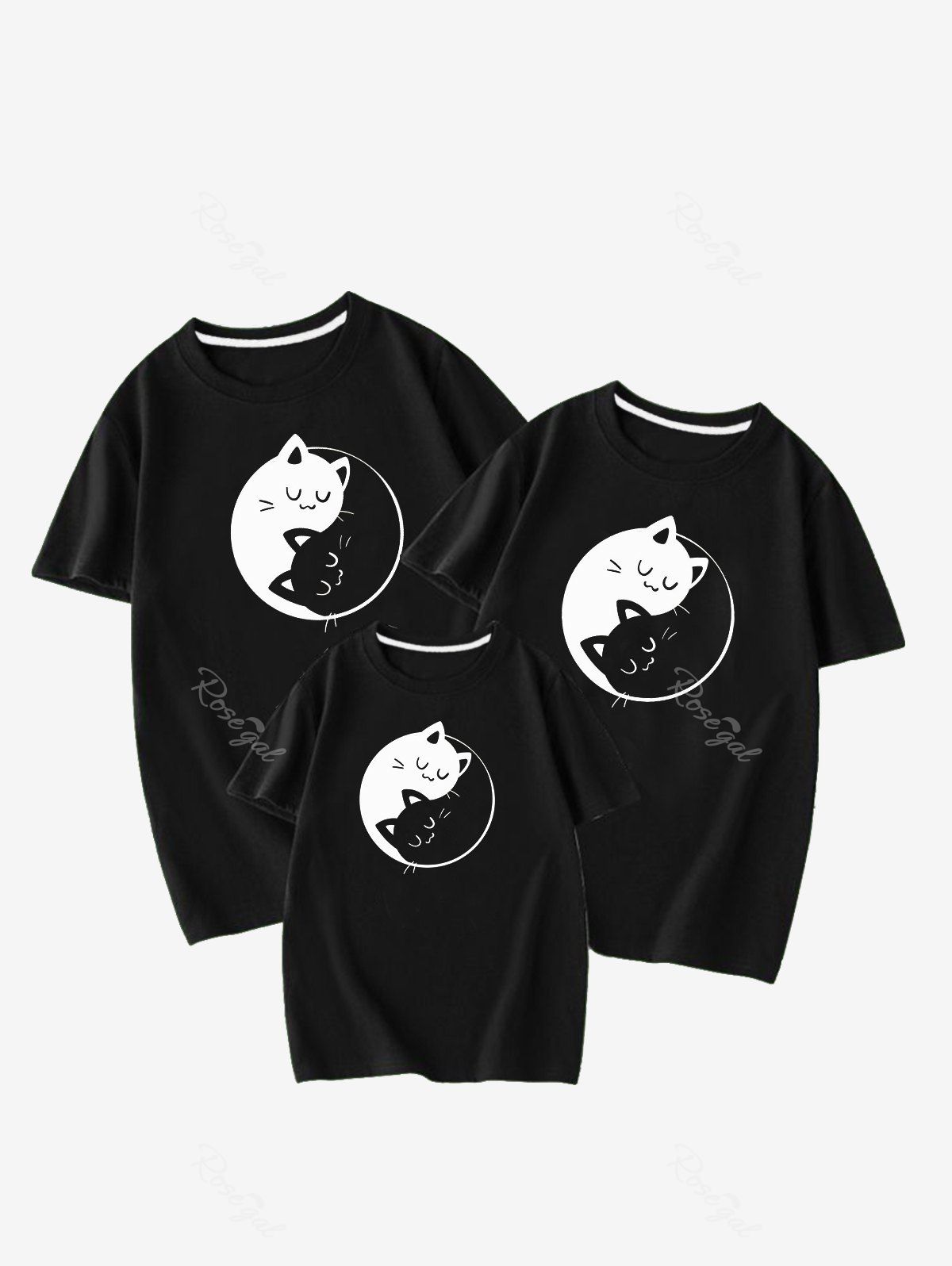 Shops Cat Printed Mommy and Dad and Kid Family Matching Tee Outfit  