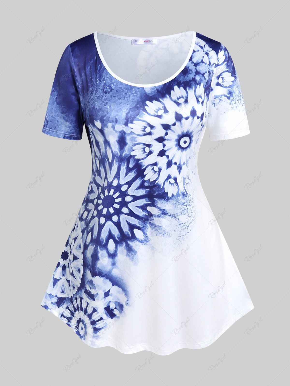 T-shirt Teinté de Grande Taille Bleu L | US 12