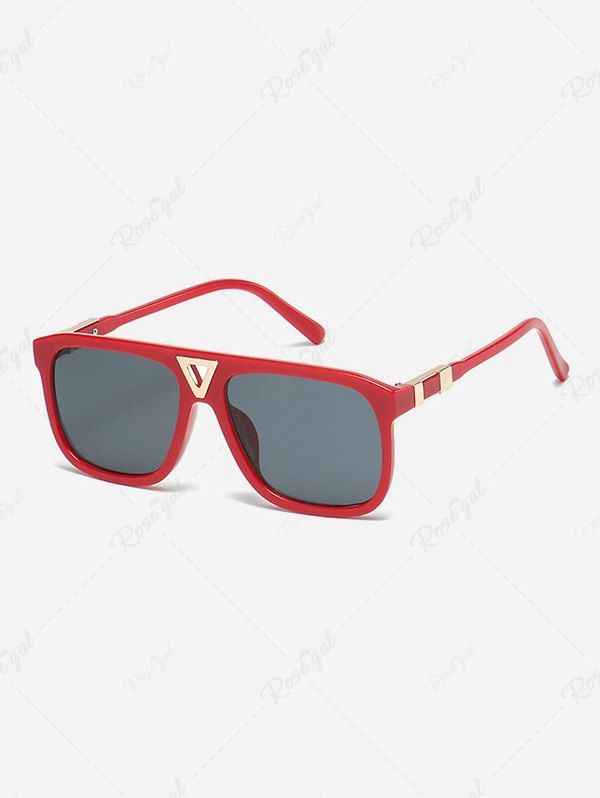 Chic Metal Design Solid Color Lens Sunglasses  