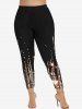 Cold Shoulder Glitter Print Tee and High Waist Glitter Starlight Print Legging Plus Size Summer Outfit -  