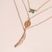Beads Leaf Feather Multilayer Pendant Necklace 3 Layer Chain Necklace -  