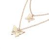 Layered Butterfly Pendant Necklace -  