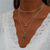 Layered Faux Turquoise Shell Pattern Pendant Necklace -  