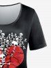 T-shirt Gothique Coeur Crâne Floral Grande Taille - Noir 5x | US 30-32