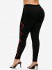 Plus Size Rhombus Printed High Rise Skinny Leggings -  