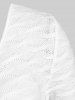 T-shirt Tricoté Plongeant Panneau en Dentelle de Grande Taille - Blanc 