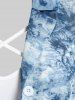 Ensemble de Haut Teinté de Grande Taille à Manches Longues avec Débardeur Croisé - Bleu clair M | US 10