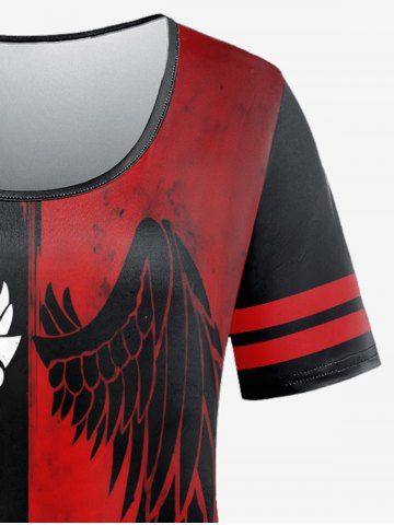 Plus Size Wings Paint Splatter Printed Two Tone Tee