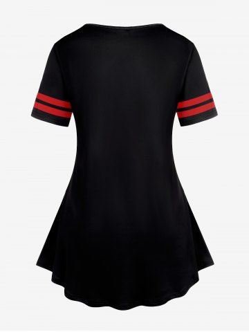 Plus Size Wings Paint Splatter Printed Two Tone Tee