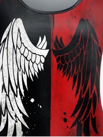 Plus Size Wings Paint Splatter Printed Two Tone Tee