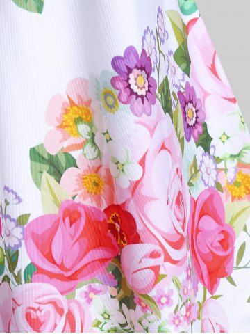 Plus Size Short Sleeve Floral Rose Print Tee