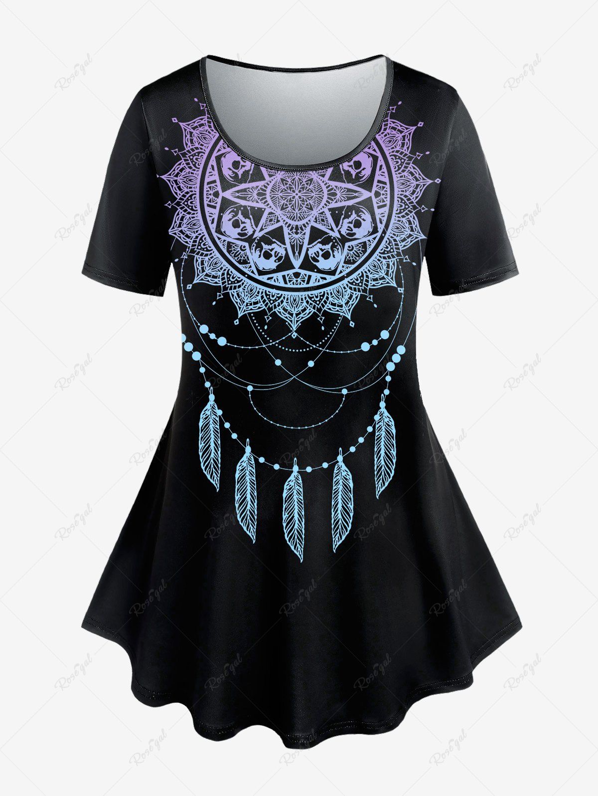 Outfit Plus Size Casual Dreamcatcher Print Tee  