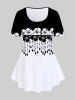 Flower Printed Tee and Flower Printed Skinny Leggings Plus Size Summer Outfit -  
