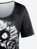 T-shirt Gothique à Imprimé Chat de Grande Taille - Noir 1X | US 14-16
