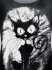 Plus Size Cat Print Gothic Tee -  