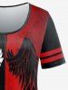 T-shirt Bicolore à Imprimé Aile Peinture Eclaboussée de Grande Taille - Rouge M | US 10