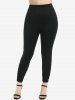 Plus Size Solid High Rise Cutout Twist Skinny Leggings -  