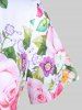 Plus Size Short Sleeve Floral Rose Print Tee -  