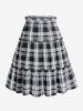Plus Size Plaid Ruffle Midi A Line Skirt -  