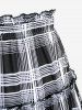 Plus Size Plaid Ruffle Midi A Line Skirt -  