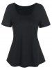 Basic Short Sleeve Tee And Splatter Painting Denim Buckle Strap Dress Set -  