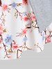 Plus Size O Ring Floral Print Faux Twinset Tee -  