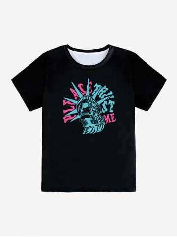 Camiseta Unisex con Estampado de Letras - BLACK - 4XL