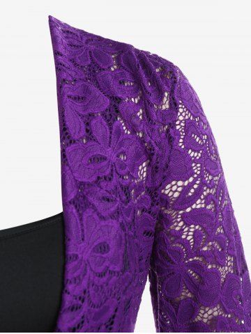 Plus Size Lace Panel Cowl Front Faux Twinset Tee