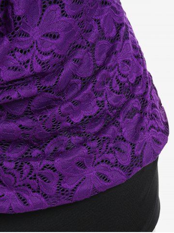 Plus Size Lace Panel Cowl Front Faux Twinset Tee