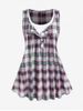Plus Size Half Button Plaid 2 in 1 Tee -  