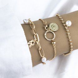 3 Pièces Bracelet Chaîne LOVE de Style Palangre - d'or 