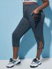 Lace Skull Grommet Tank Top and Buckle Cutout Leggings Plus Size Summer Outfit -  