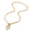 Collier Baroque Cœur Ouvert Pendant en Fausse Perle - d'or 