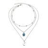 Sun Moon Pattern Layered Pendant Choker Necklace -  