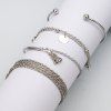 4 Pièces Ensemble de Bracelet Pendant Rond Superposé à Frange Style Bohémien - Argent 