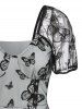 Robe Mi-longue D'été à Taille Haute à Imprimé Papillon - Vert clair XXL