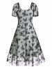 Robe Mi-longue D'été à Taille Haute à Imprimé Papillon - Vert clair XXL