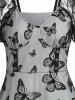 Robe Mi-longue D'été à Taille Haute à Imprimé Papillon - Vert clair XXL