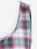 Plus Size Half Button Plaid 2 in 1 Tee -  