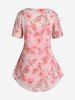 Ensemble de Chemisier Fleuri Haut Bas de Grande Taille et de Débardeur à Ourlet en Dentelle - Rose clair 2X | US 18-20
