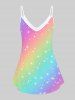 Plus Size Starlight Print Rainbow Color Tank Top -  